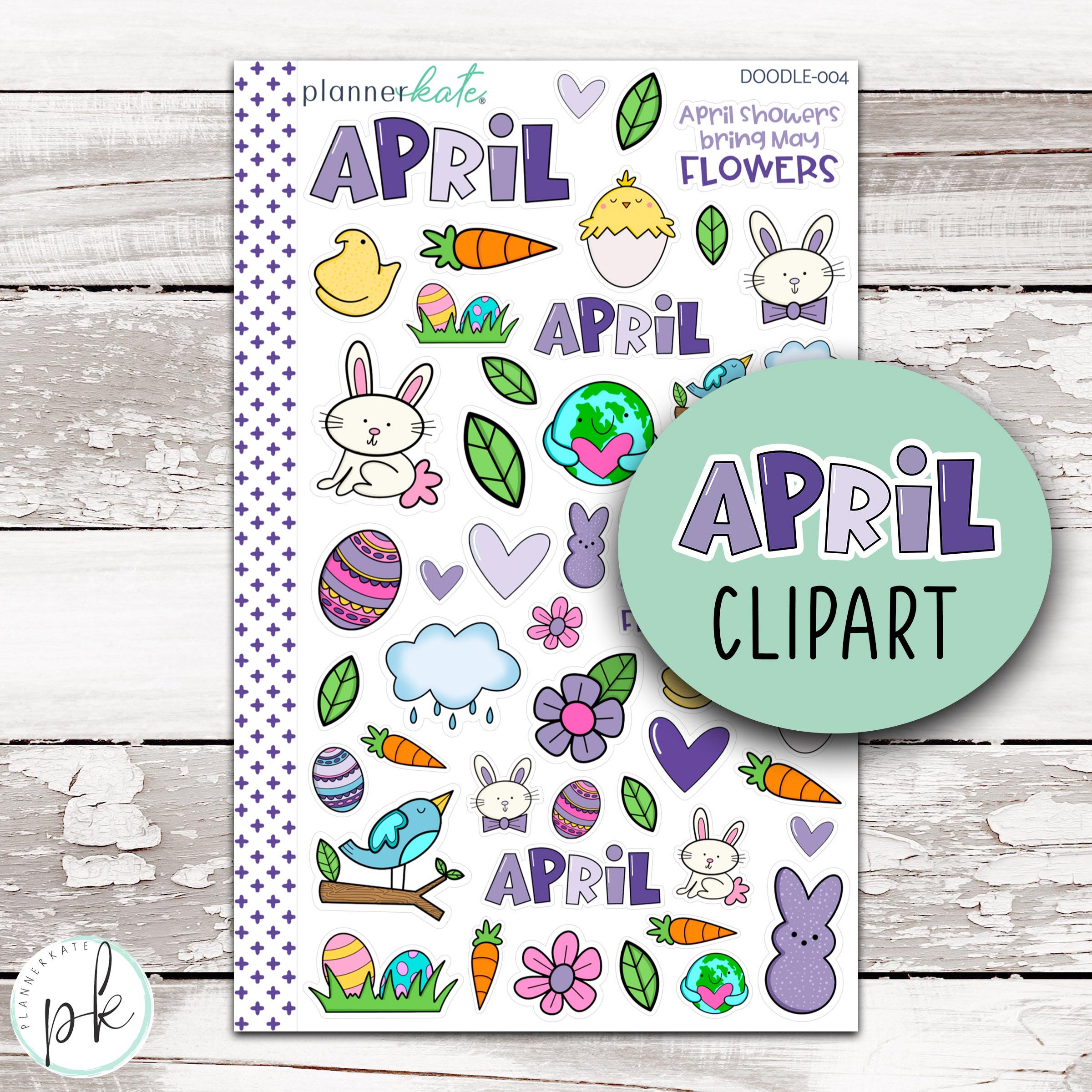 April Planner Stickers & Clipart - Planner Kate Doodle-004