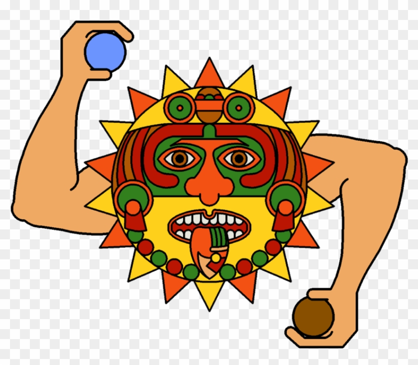 Aztec Sun God Illustration - Mesoamerican Deity Art