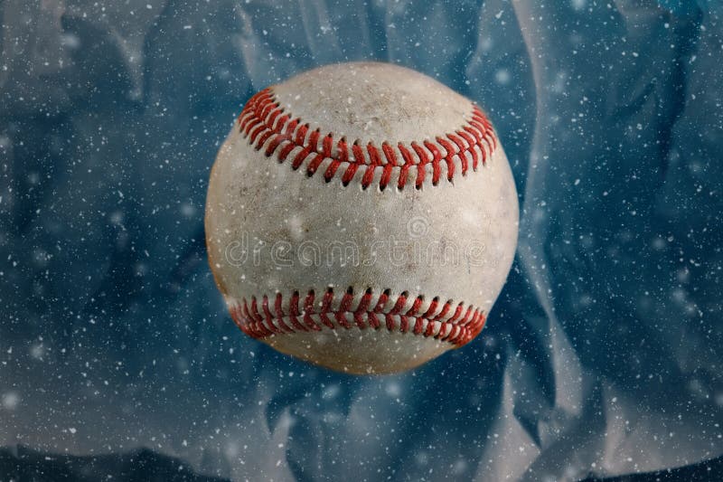 Frozen Baseball in Ice and Snow - Winter Sports Concept