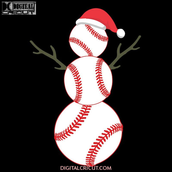 Baseball Snowman Christmas SVG | Sports Holiday Clipart