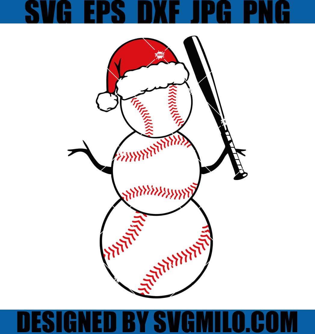 Baseball Snowman SVG - Christmas Sports Cut File for Cricut & Silhouette