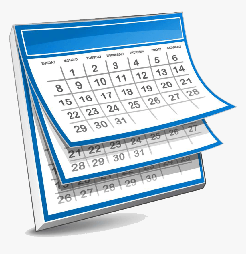 3D Blue Desk Calendar Illustration with Monthly Grid
