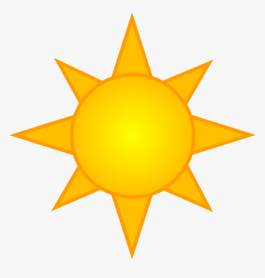 Bright yellow and orange cartoon sun icon with eight pointed rays.