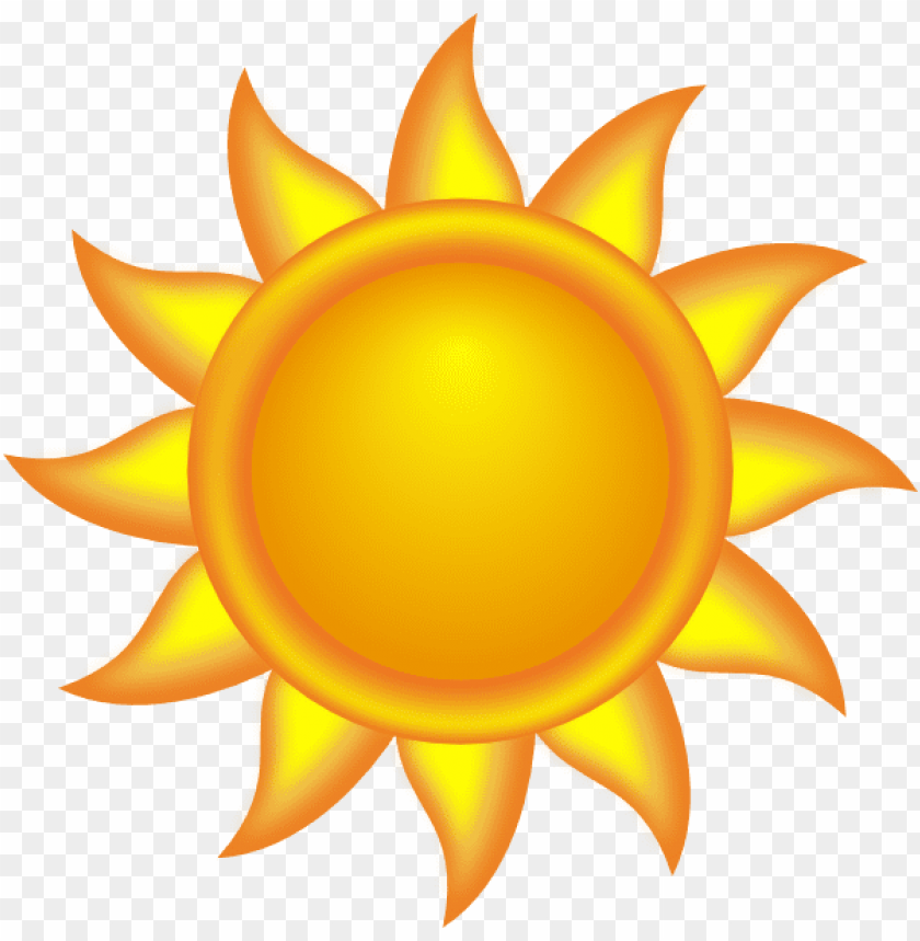 Stylized yellow sun icon with orange gradient rays on a transparent background.