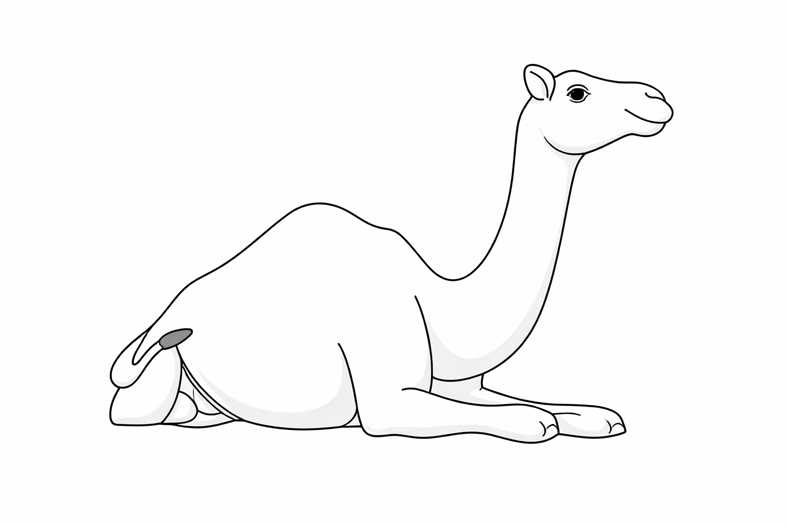 Camel Sitting in Desert Sand - Cartoon Illustration