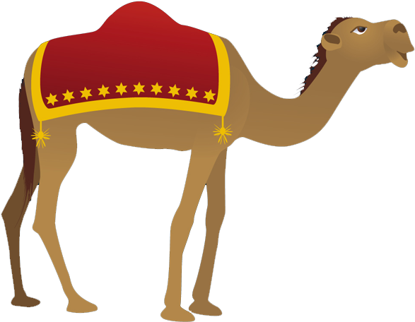 Camel Illustration with Red Saddle Blanket | Free Clipart