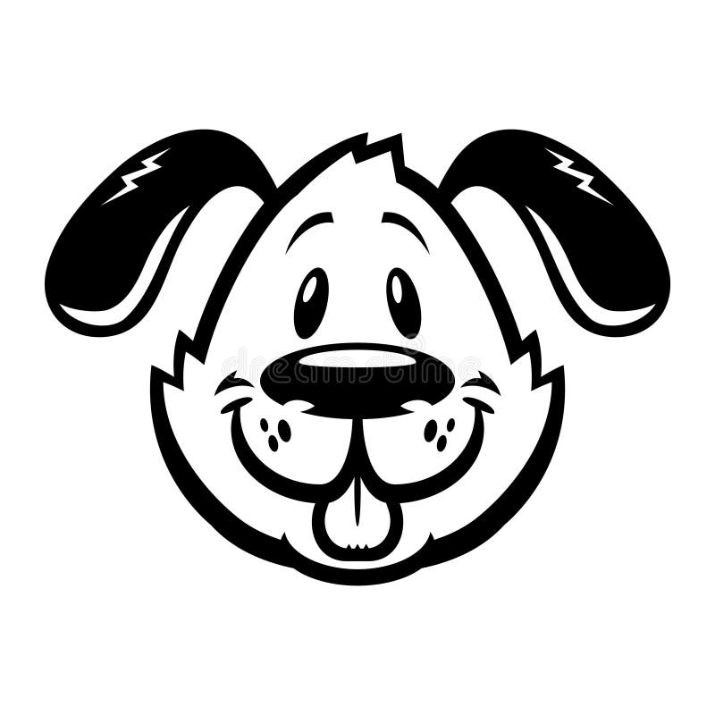 Happy Cartoon Dog Head Vector Illustration