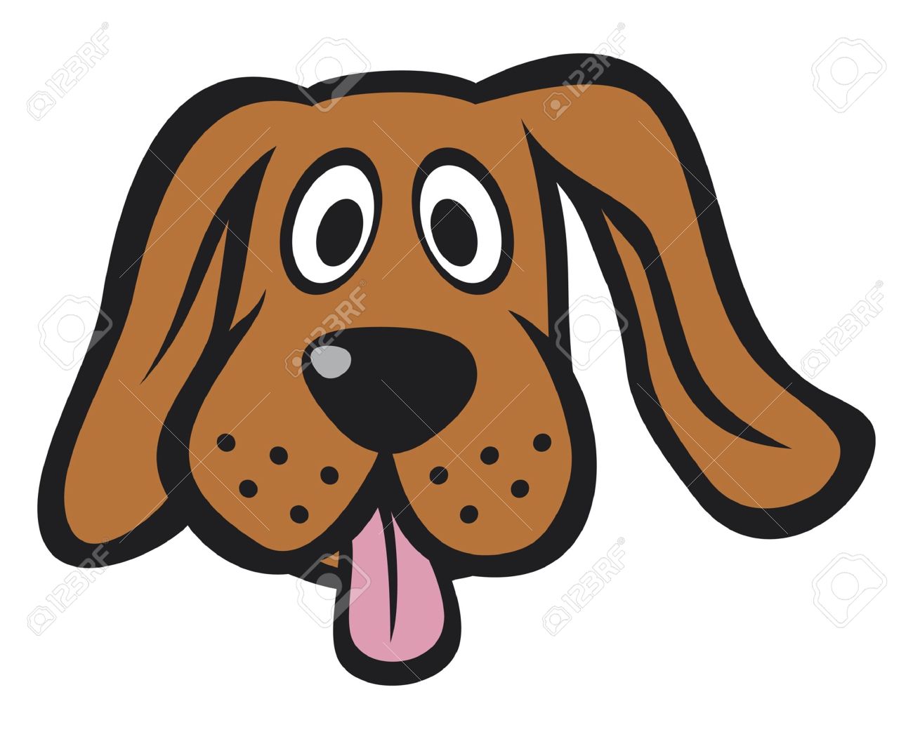 Happy Cartoon Dog Head Illustration with Floppy Ears