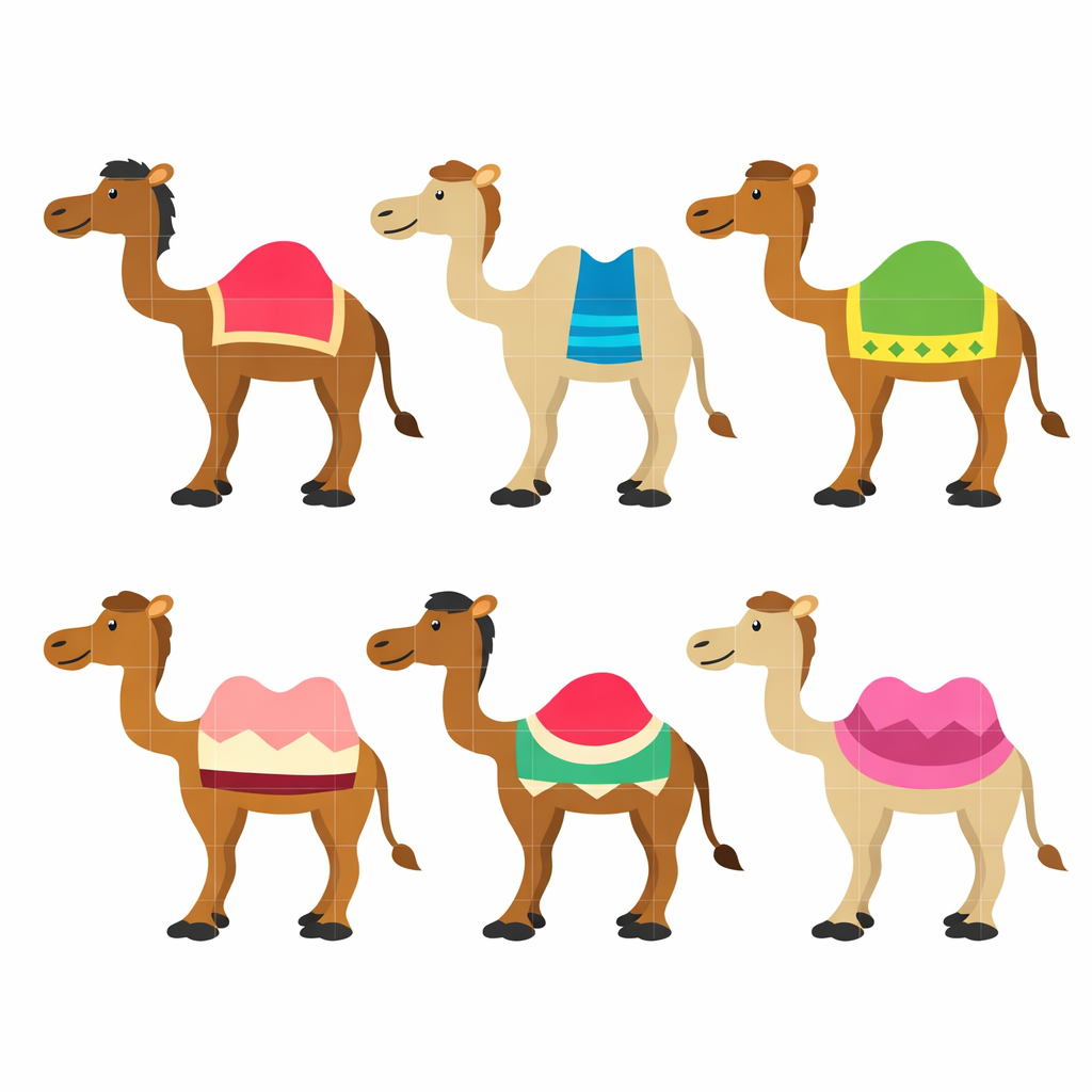 Colorful Cartoon Camel Clipart Set - Daily Art Hub