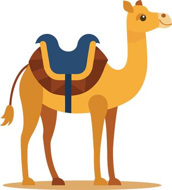 Cute Cartoon Camel with Saddle - Vector Illustration