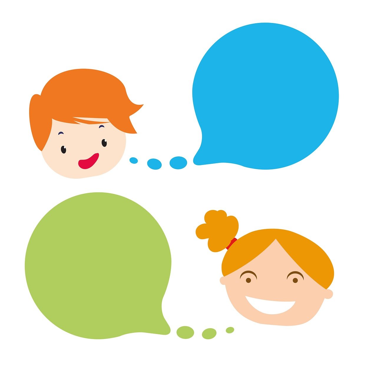 Cartoon Children Conversation with Speech Bubbles Illustration