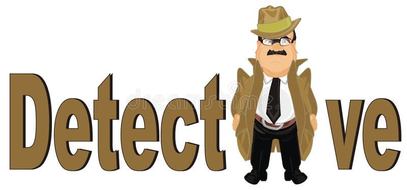 Cartoon Detective Character Illustration with Text