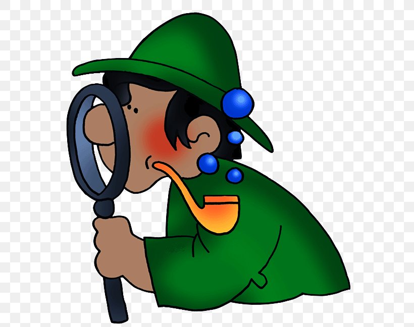 Cartoon Detective with Magnifying Glass Clip Art