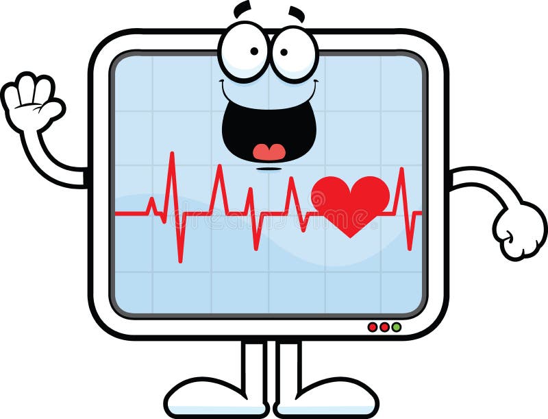Happy Cartoon Heart Monitor Character Illustration