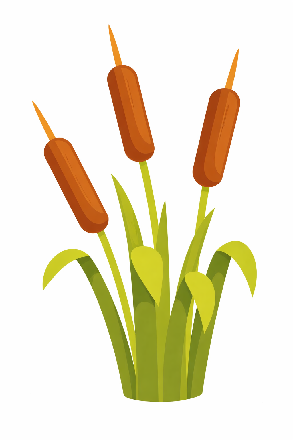 Cattail Plants Illustration - Wetland Reed Grass Vector Art