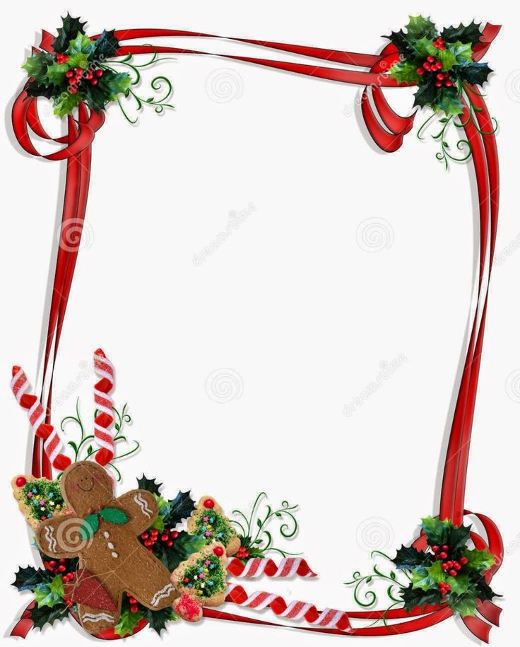 Festive Christmas Frame with Red Ribbons and Holiday Treats