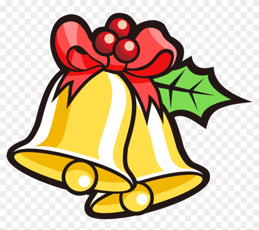 Christmas Bells Clip Art with Red Bow and Holly