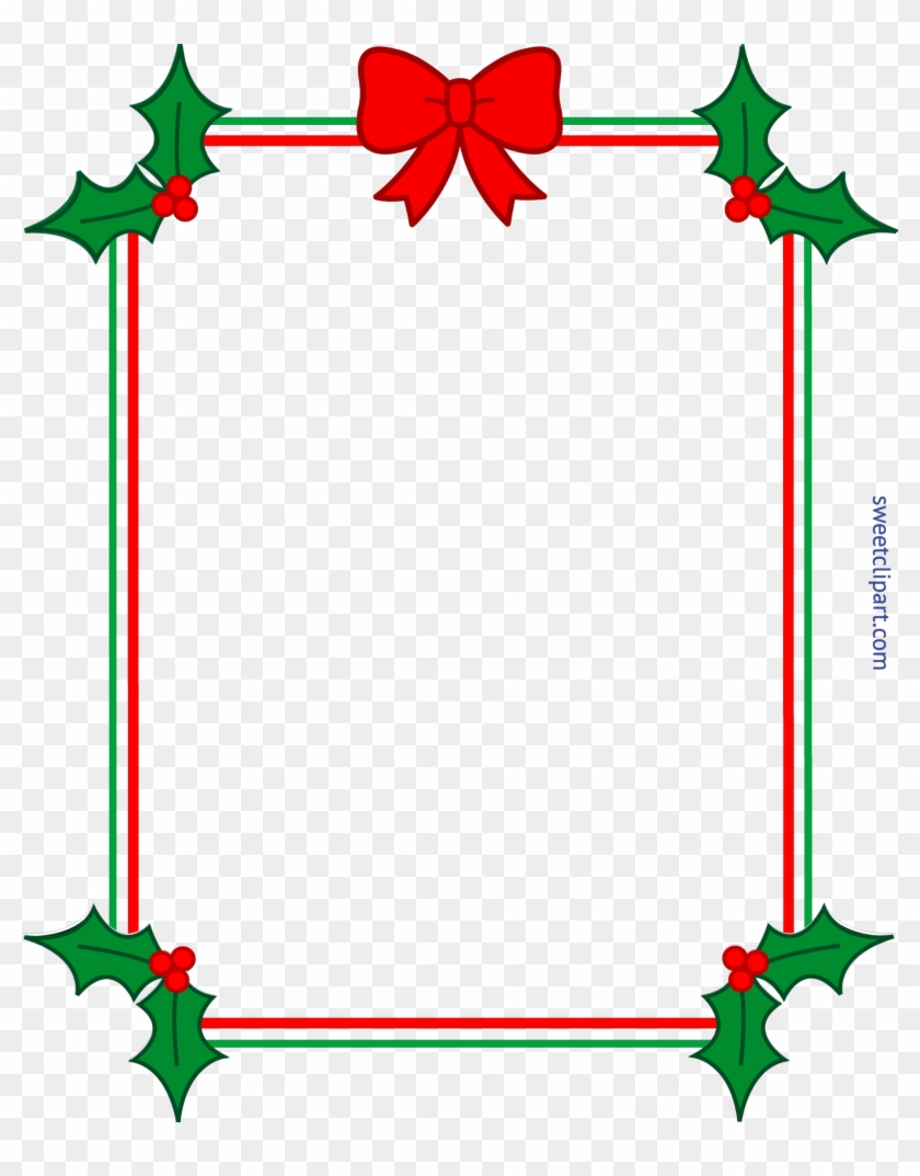 Christmas Border Clipart with Red Bow and Holly | Free Download