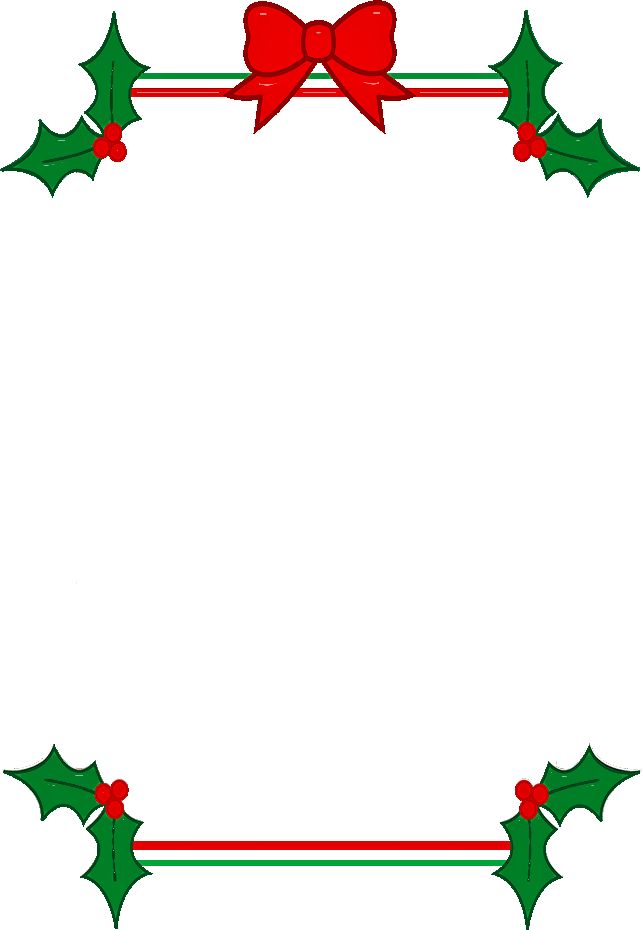 Festive Christmas Border with Red Bow and Holly | Free Clip Art
