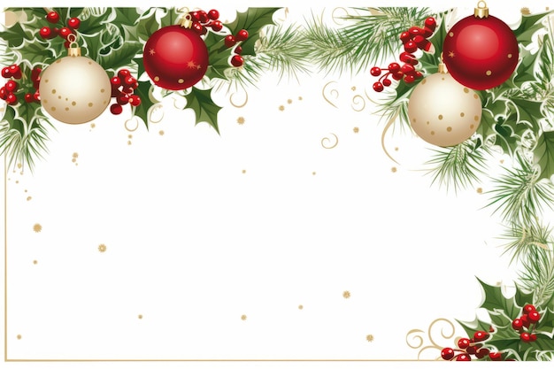 Elegant Christmas Border Frame with Red and Gold Ornaments