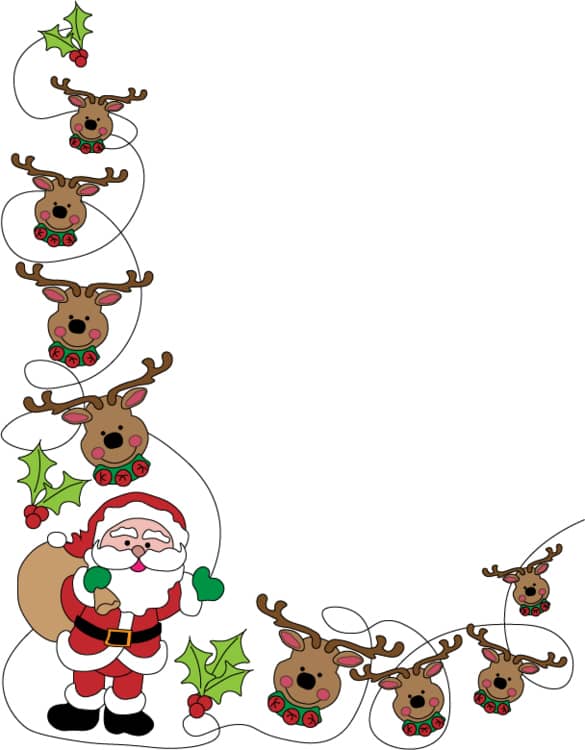 Festive Christmas Border Clipart with Santa and Reindeer