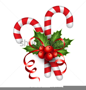 Festive Christmas Candy Canes with Holly and Red Ribbon Illustration