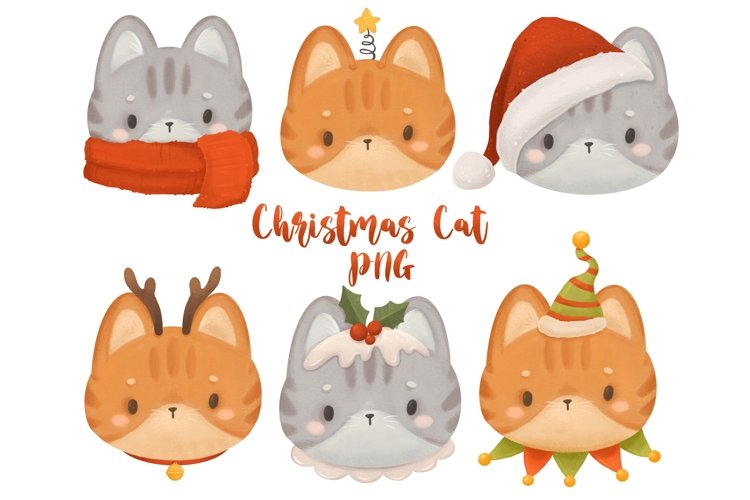 Adorable Christmas Cat PNG Illustrations & Clipart Bundle