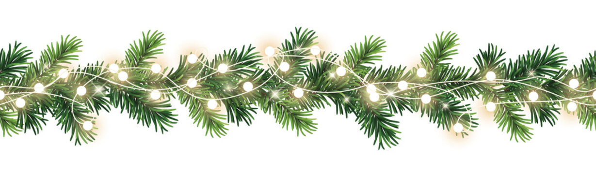 Christmas Garland with Lights - Festive Holiday Decoration Banner