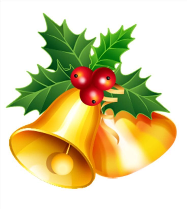 Festive Golden Christmas Bells with Holly and Berries Illustration