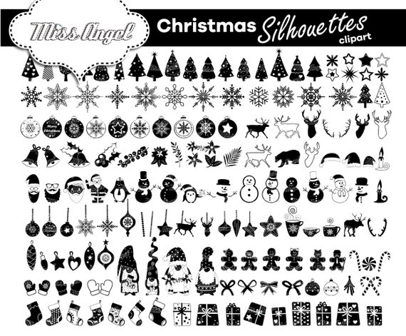 Christmas Silhouettes Clipart - Holiday Vector Graphics Collection