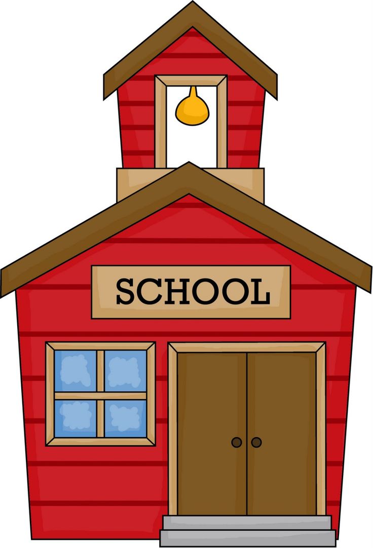 Classic Red Schoolhouse Illustration with Bell Tower