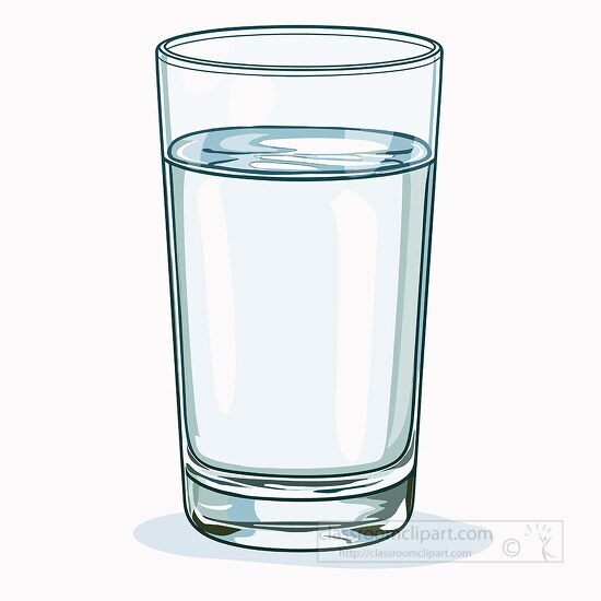 Illustration of a clear glass filled with water.