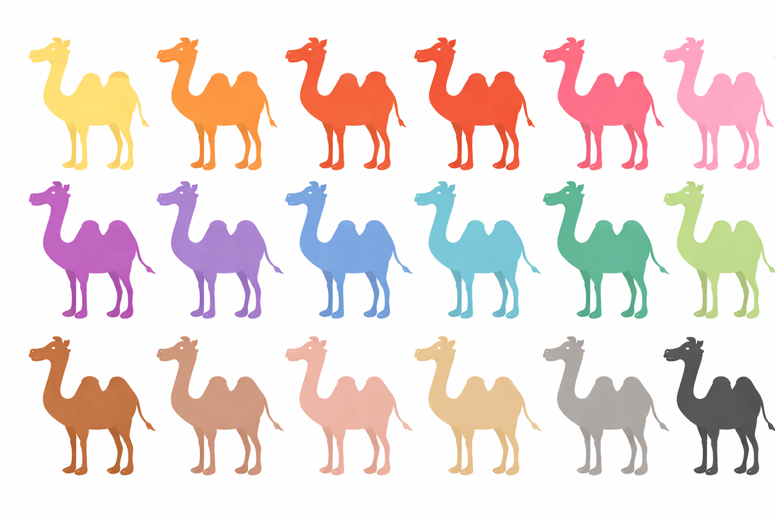Colorful Camel Clipart Set - Rainbow Vector Illustrations PNG