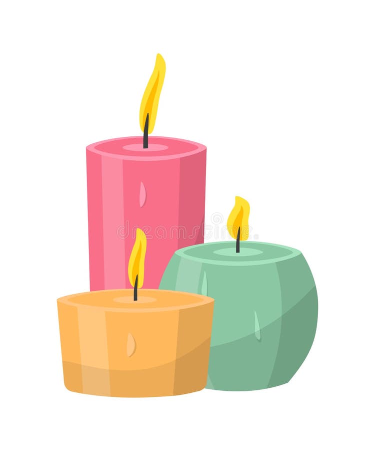 Colorful Lit Candles Vector Illustration for Design Projects