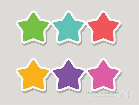 Colorful Star Stickers Clipart for Classroom and Design