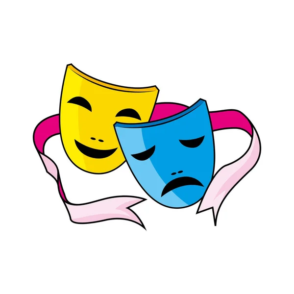 Classic Comedy and Tragedy Theater Masks Vector Illustration