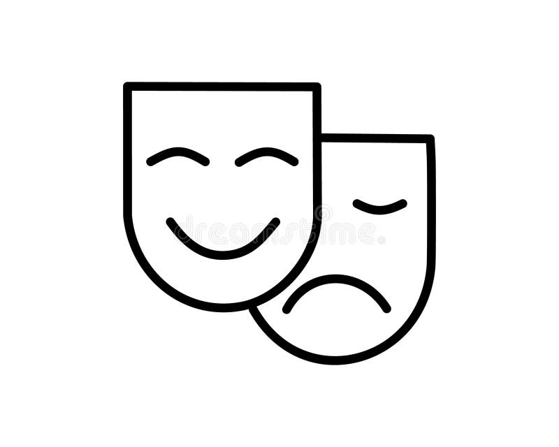 Comedy and Tragedy Theater Masks Icon Outline