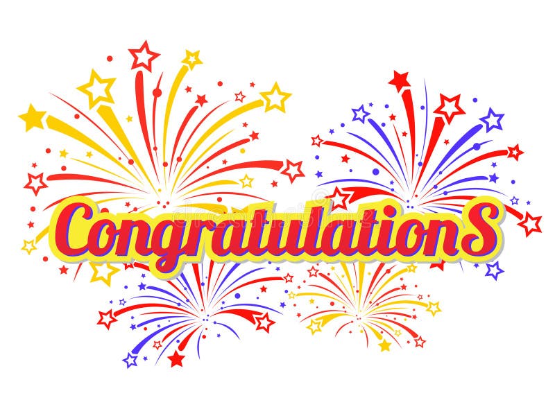 Colorful Congratulations Fireworks Vector Illustration