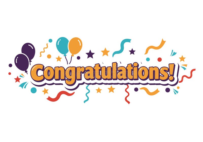 Celebratory Congratulations Graphic with Balloons and Confetti | Free Vector