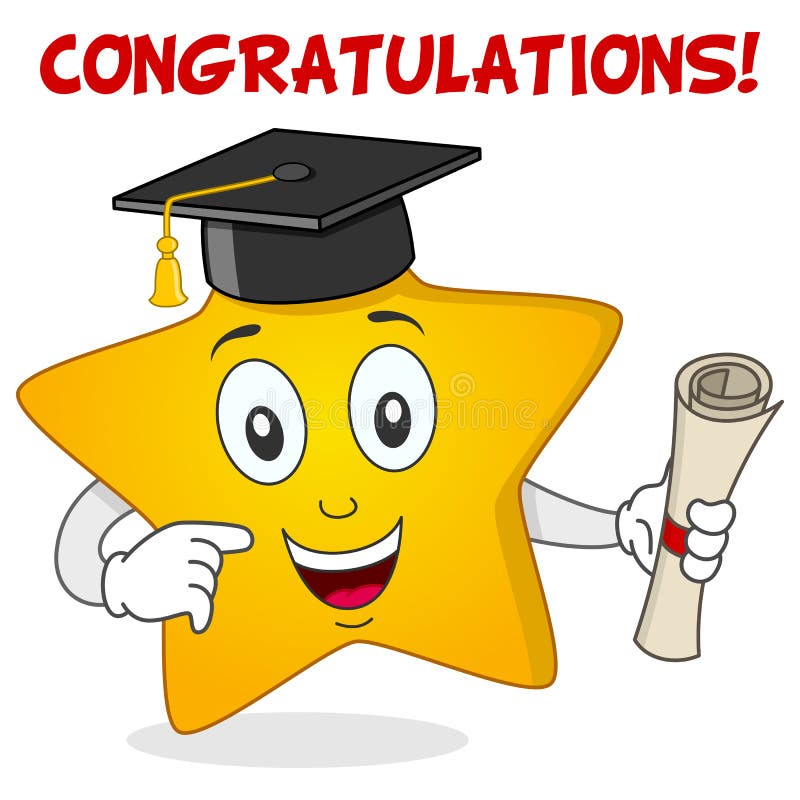 Congratulations Graduate Star Cartoon with Diploma