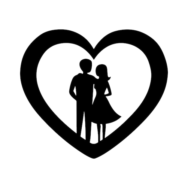 Romantic Couple Silhouette in Heart | Love & Relationship Graphics