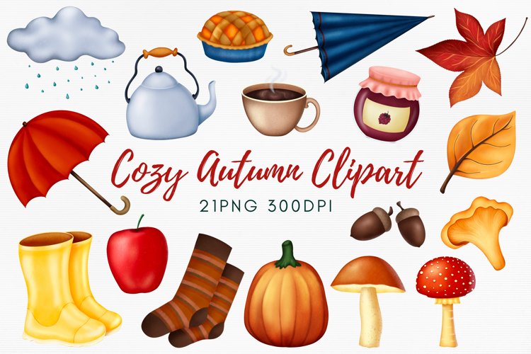 Cozy Autumn Clipart Set - Fall Elements & Seasonal Graphics