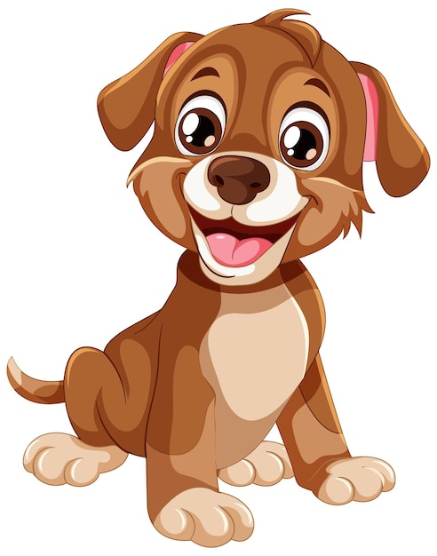 Cute Brown Cartoon Puppy Character Vector Illustration