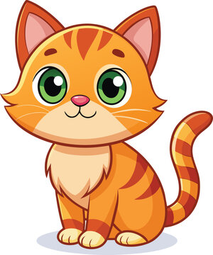 Adorable Orange Tabby Cat Cartoon Illustration