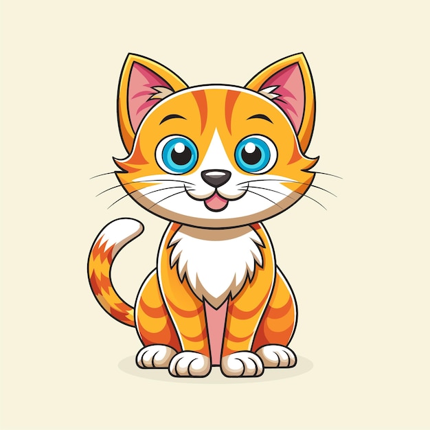 Cute Orange Tabby Kitten Cartoon Illustration - Free Vector