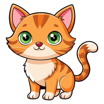 Cute Orange Tabby Kitten Cartoon Illustration - Vector Art