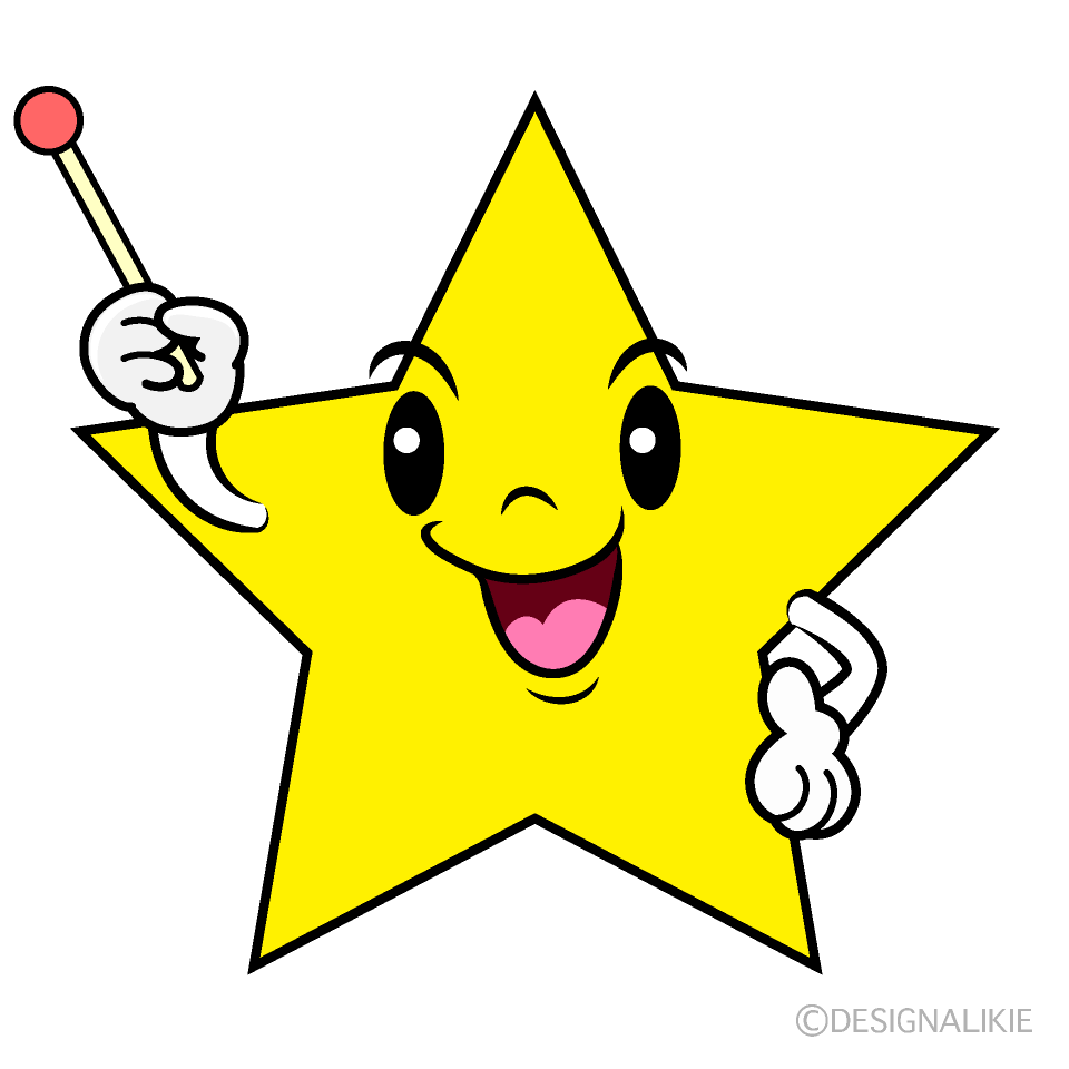 Cute Yellow Star Character Holding Magic Wand Clip Art