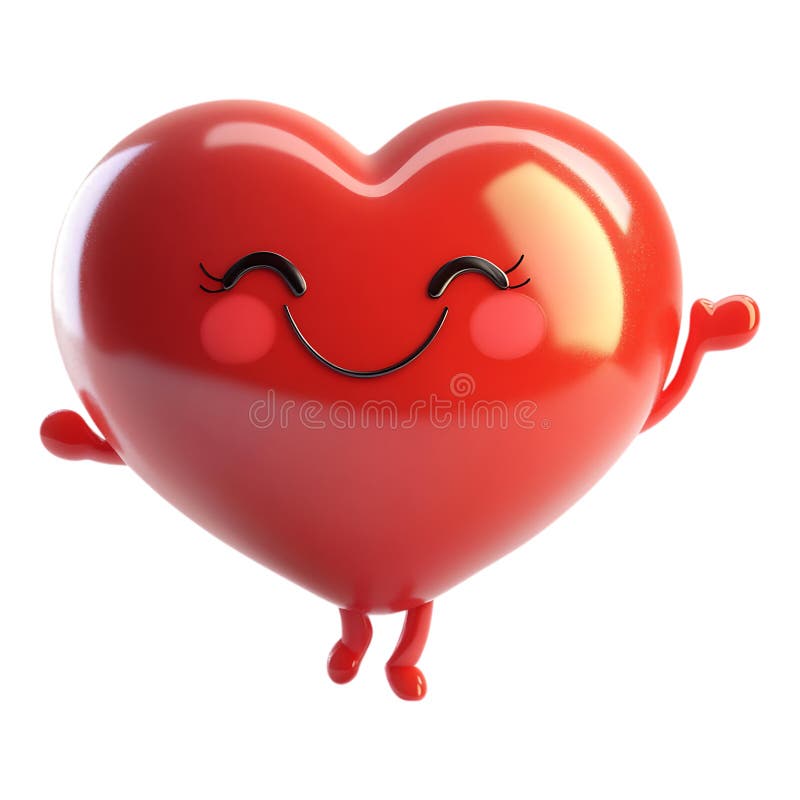 Cute Happy 3D Heart Character - Cheerful Love Icon