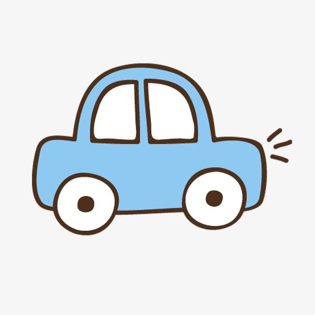 Cute Blue Cartoon Car Illustration - Free Clipart