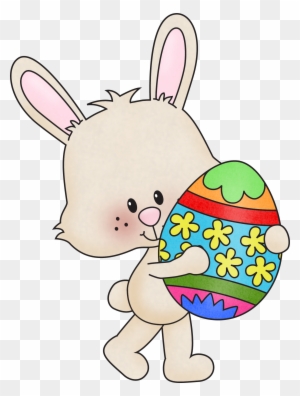 Cute Bunny Holding a Colorful Easter Egg Illustration